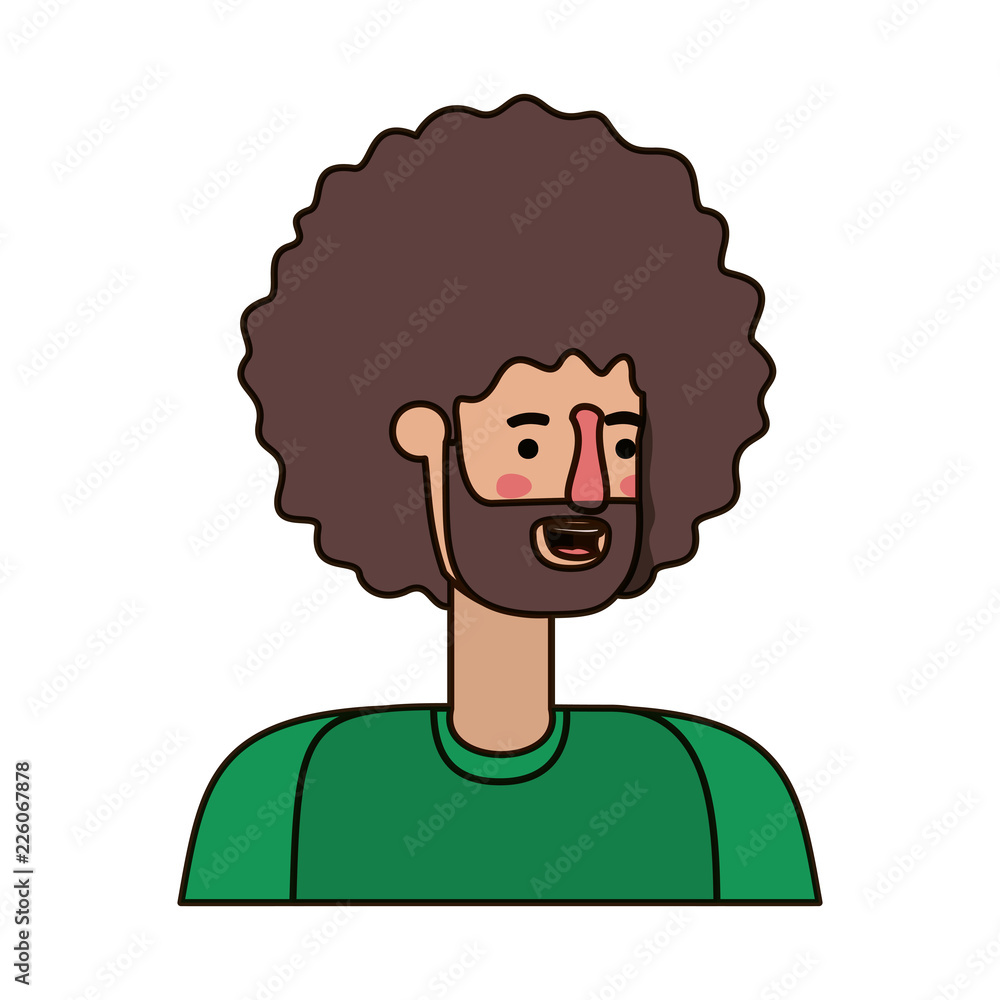 young man with beard and afro avatar character young man with beard and afro avatar character