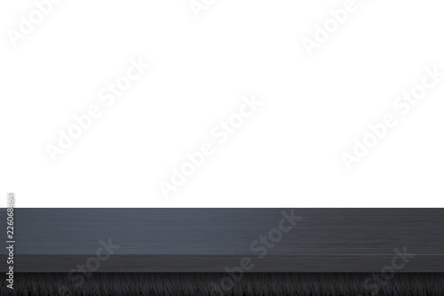 Empty top dark wood table isolated on white background used for display or montage your products