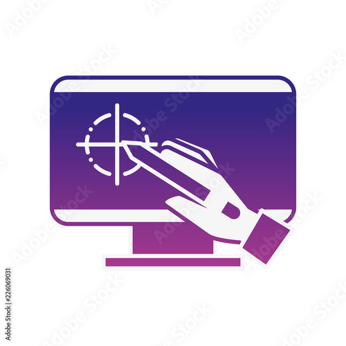 hand holding digital pen computer graphic design