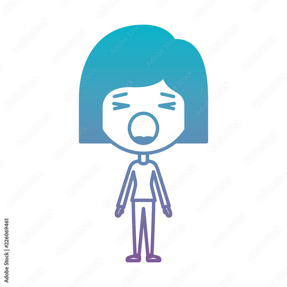 cartoon woman surprised kawaii character cartoon woman surprised kawaii character