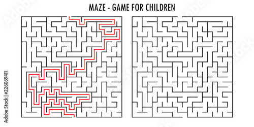 Maze game for children,black labyrinth isolated on white background