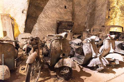 Military vehicles in the basements of Naples Italy