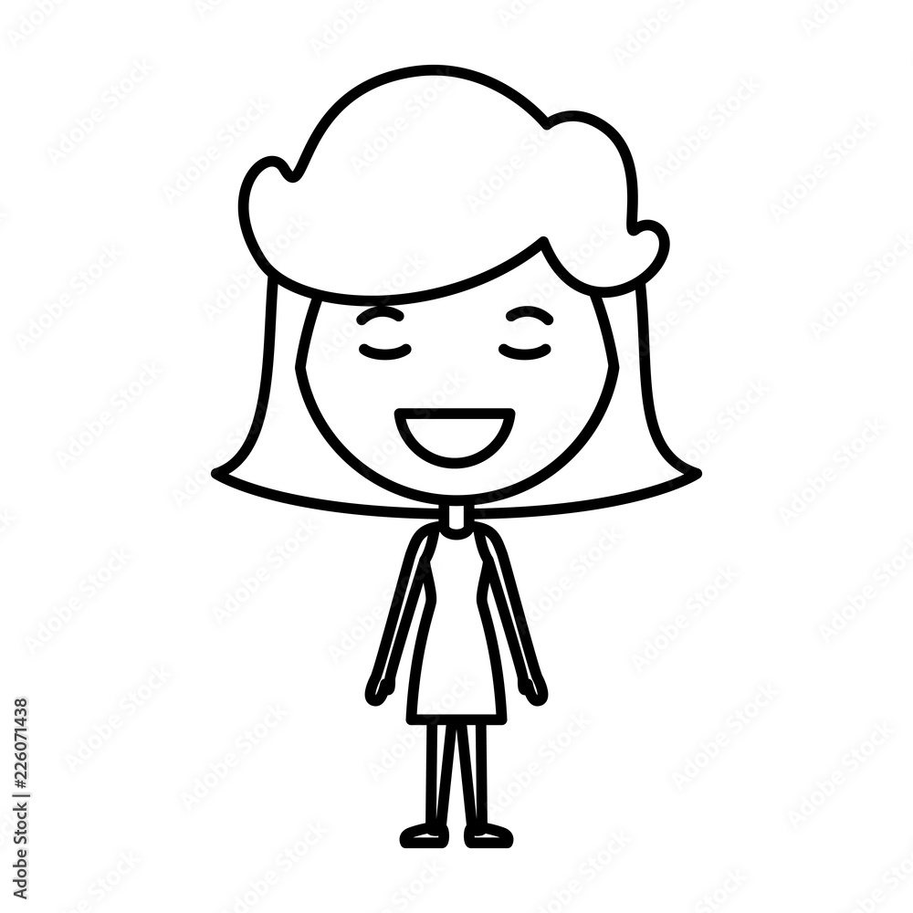 cartoon woman happy kawaii character cartoon woman happy kawaii character