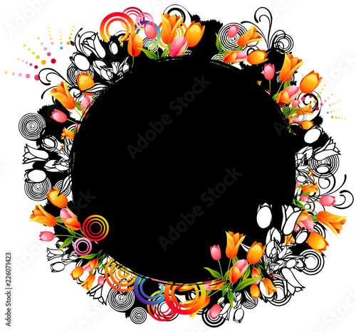 Oval Shape with flora design