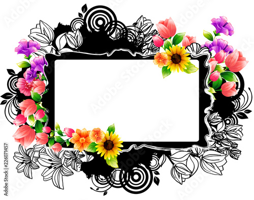 Rectangular frame with flora design