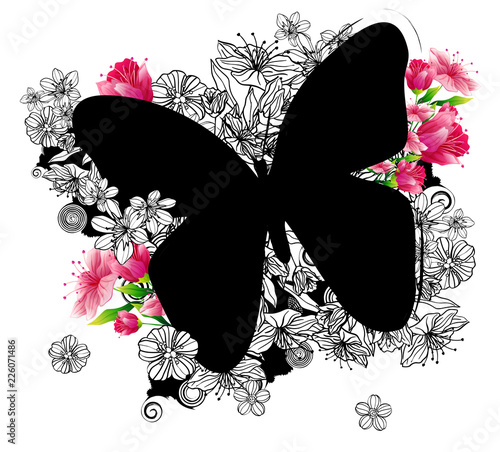 Butterfly shape with flora design