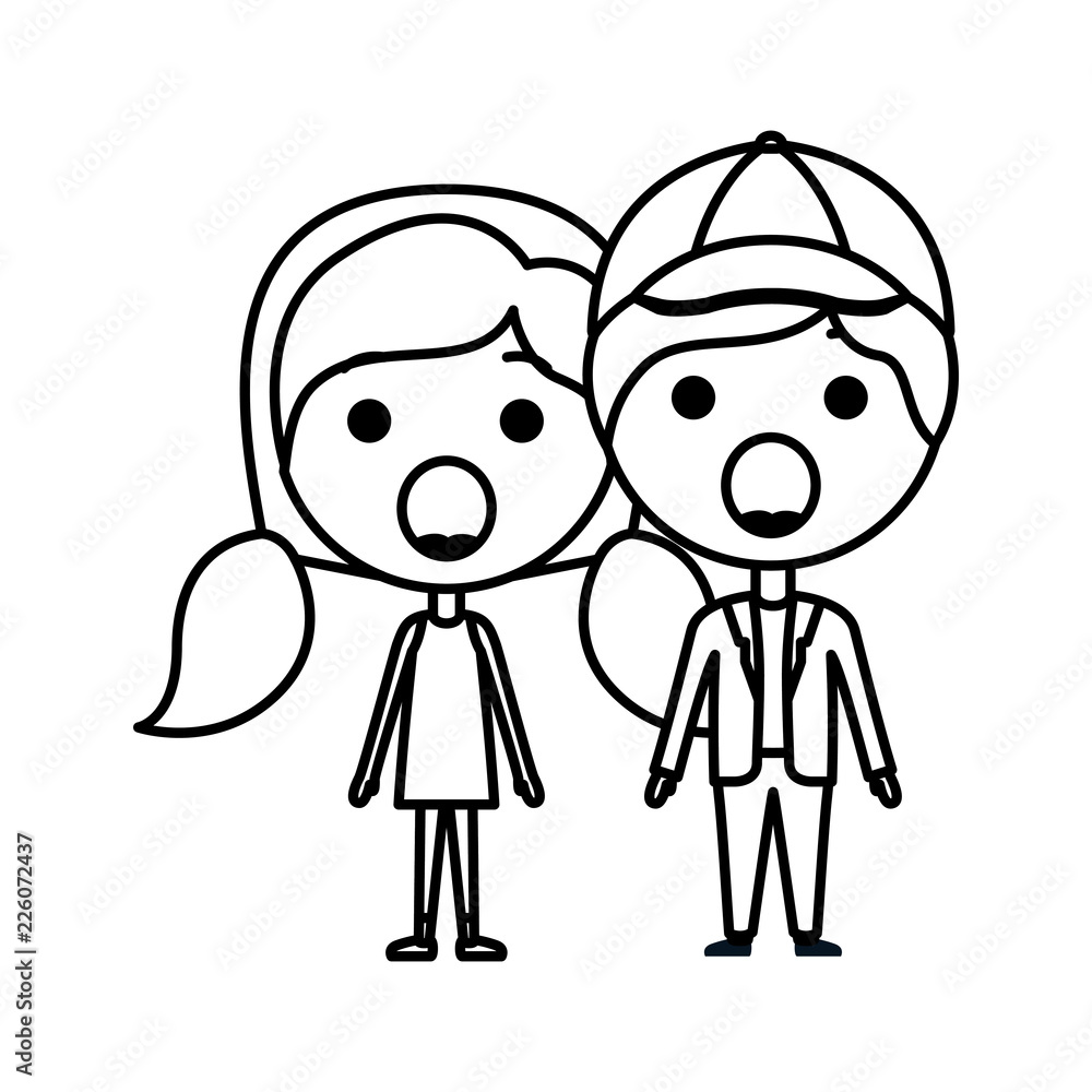 cartoon surprised couple kawaii characters cartoon surprised couple kawaii characters
