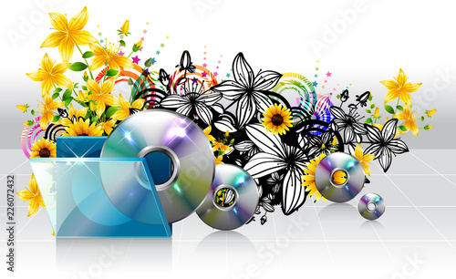Compact disc and case with flora design