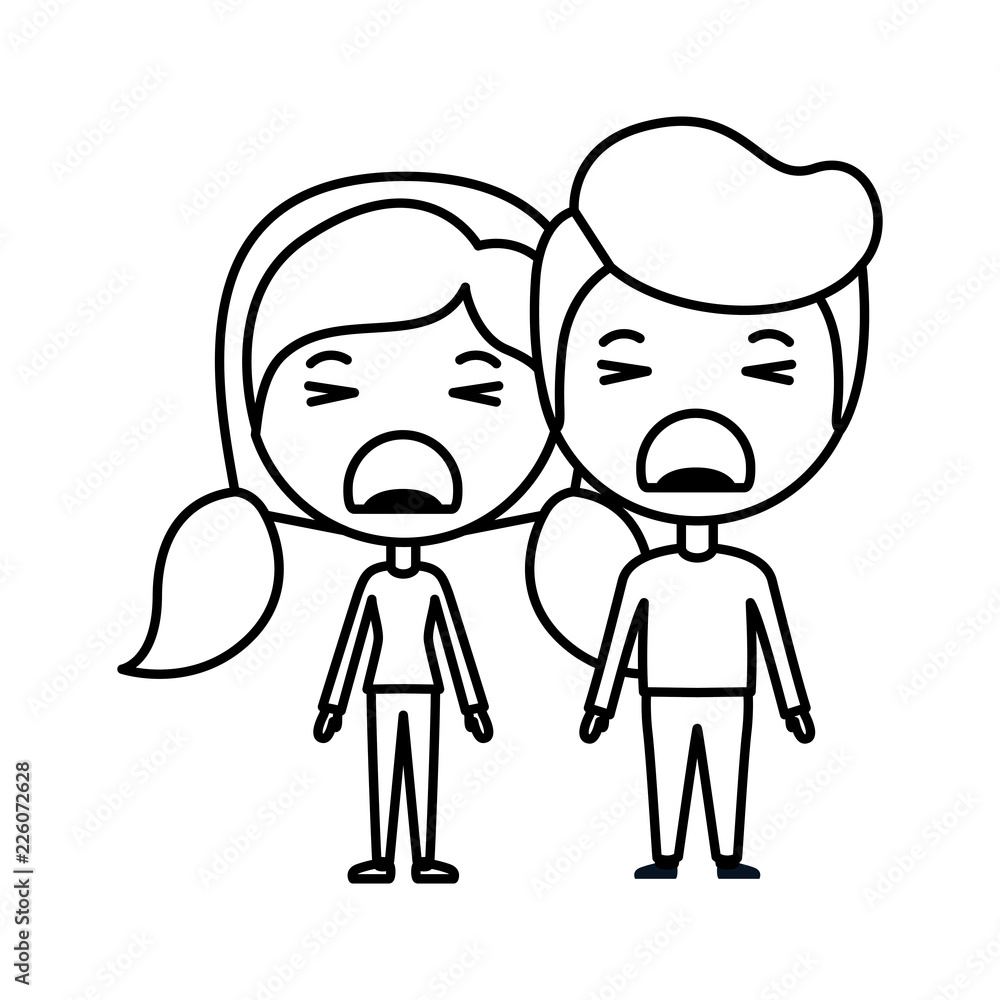 cartoon crying couple kawaii characters cartoon crying couple kawaii characters