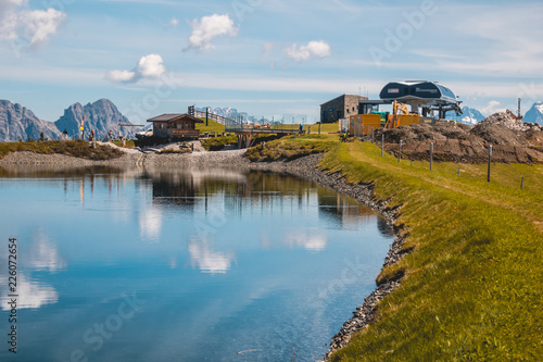 Beautiful alpine view at Leogang - Tyrol - Austria with reflections