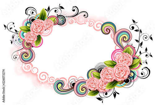 Oval Shape with flora elements