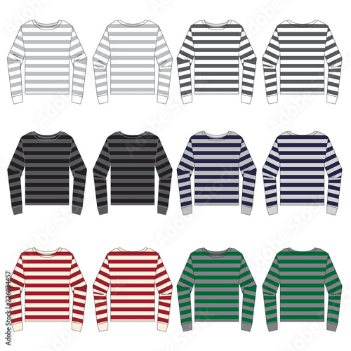 Vector template for Striped Long Sleeve Tees