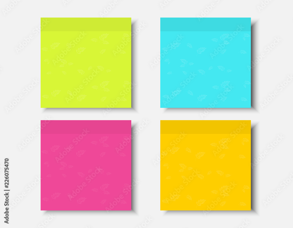 set of different color sheets of vector papers four sticky note.