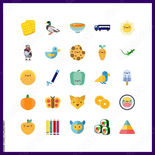 25 orange icon. Vector illustration orange set. peach and butterfly icons for orange works