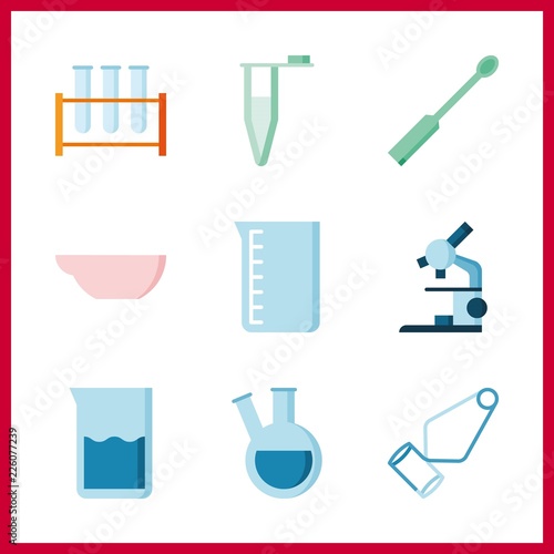 9 analysis icon. Vector illustration analysis set. retort and beaker icons for analysis works