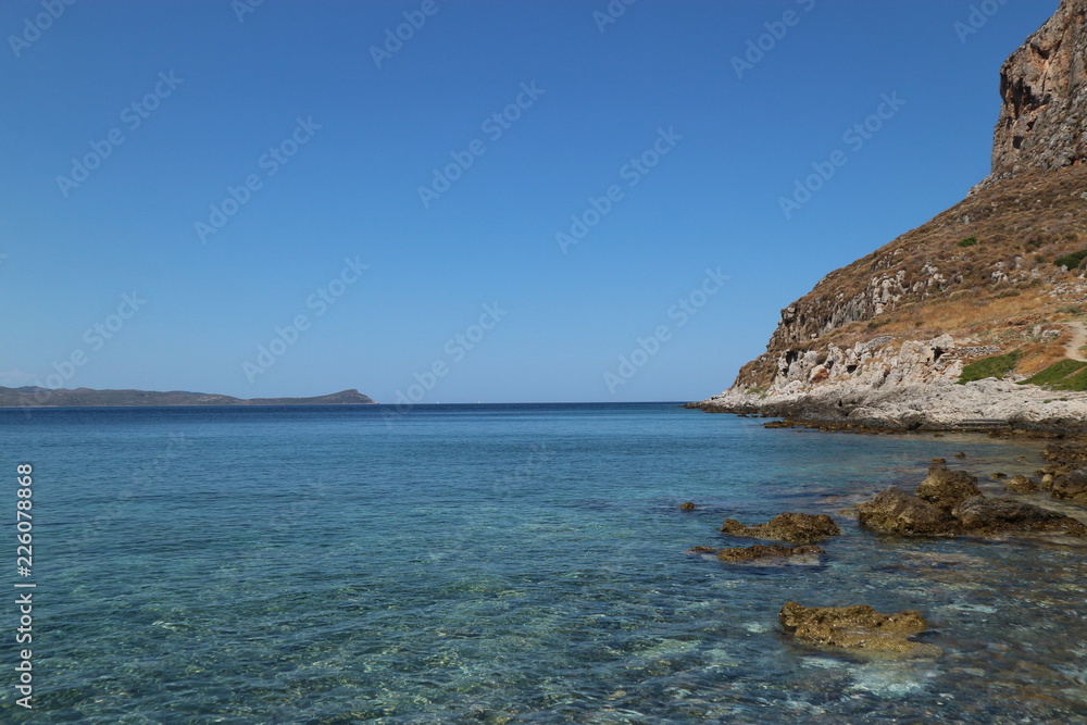 Coast of island Monemvasia, Peloponnese, Greece