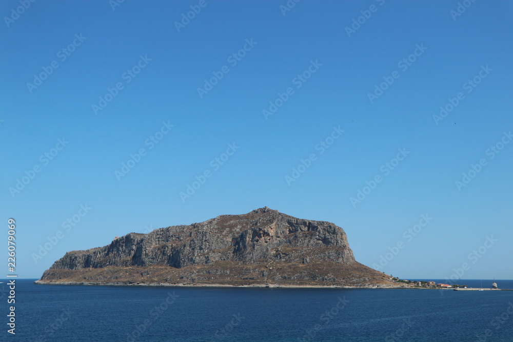 View to magnifisent Monemvasia island and Mediterranean sea, Peloponnese, Greece View to magnifisent Monemvasia island and Mediterranean sea, Peloponnese, Greece
