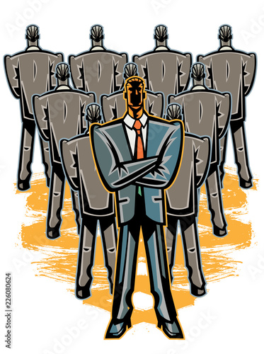 Business people standing back to back