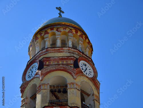 fragment of belfry in Novy Afonsky for men Monastery in Abkhazia photo