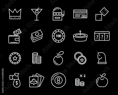 set of vector casino line icon, such as game, poker, card and more