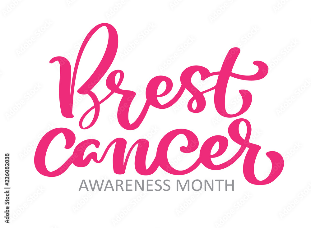Brest Cancer awareness month October calligraphy vector lettering text with queen crown for brest cancer isolated on white background