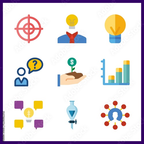 strategy icons set. people, seed, hit and successful graphic works