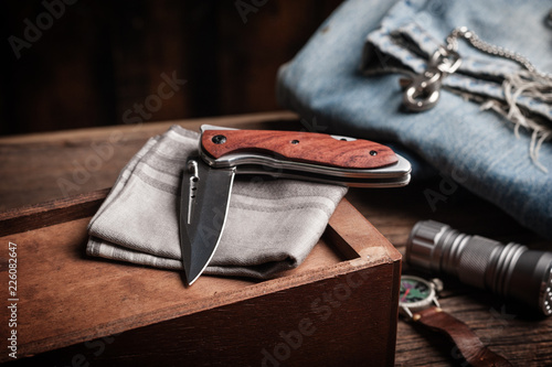 Canvas Print folding knife and other EDC for men