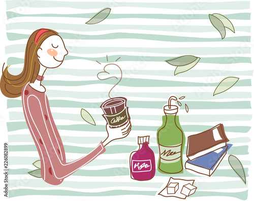 Woman smelling coffee