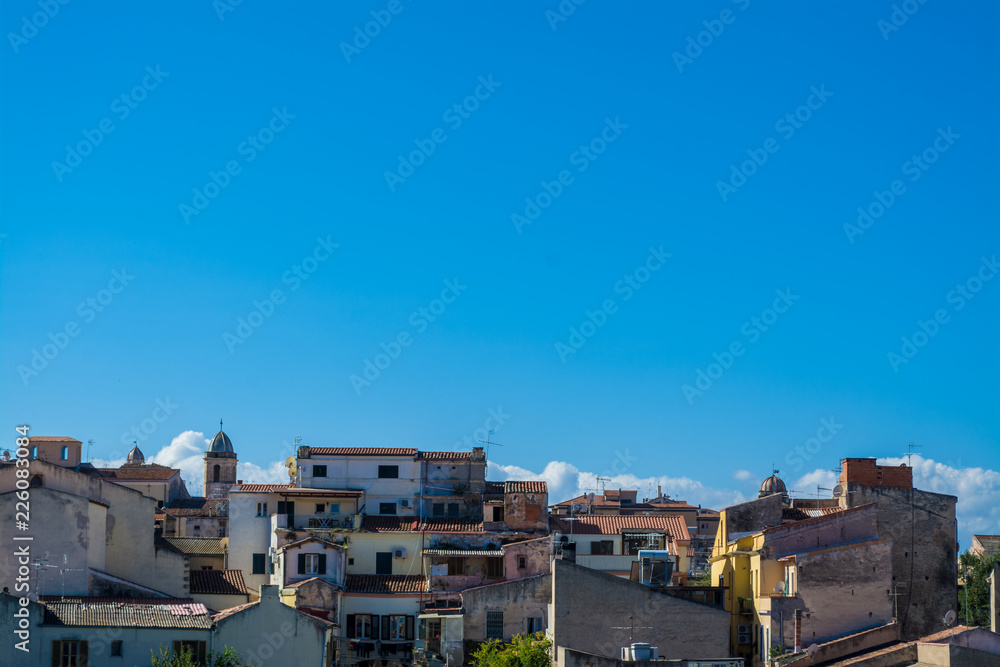 blue sky on the roofs of the old city