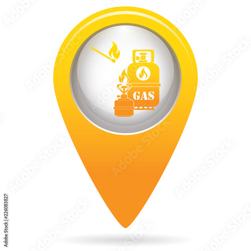 Camping stove with gas bottle icon vector