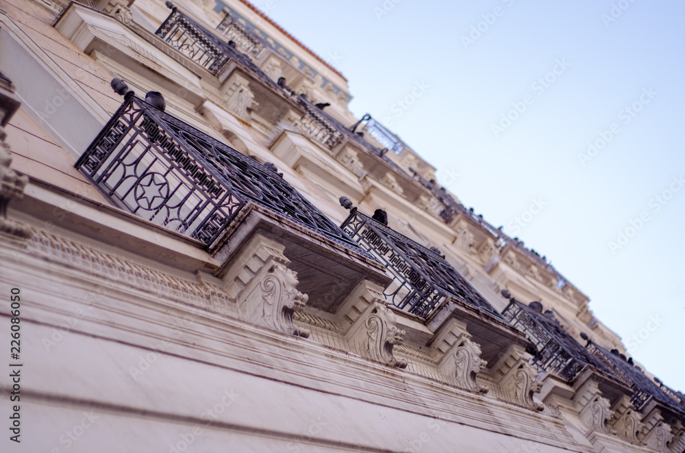 Marble and iron balcony Greece building 
