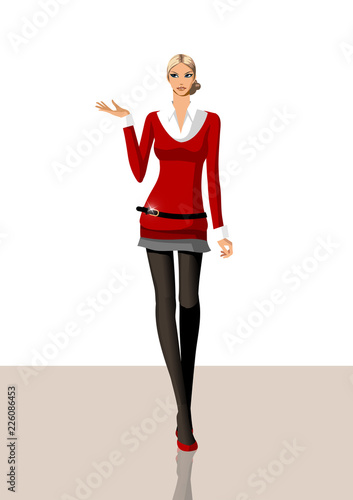 Fashion model walking on a ramp