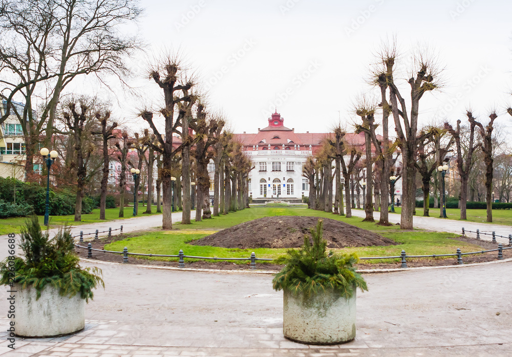 Gardens of Smetana - Smetanovy sady in Karlovy Vary. Bohemia. Czech Republic