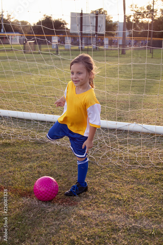 A player stands at the goal on the soccer field.