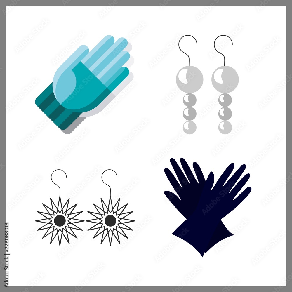 Obraz premium 4 ring icon. Vector illustration ring set. gloves and jewellery icons for ring works