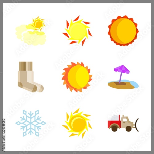 9 weather icon. Vector illustration weather set. snowplow and cloudy icons for weather works
