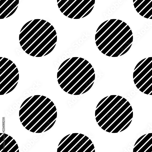 Vector polka dot background with lines. Seamless geometric pattern.