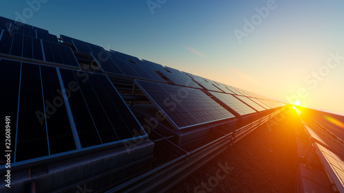 Pipes and Solar Panels 3d rendering