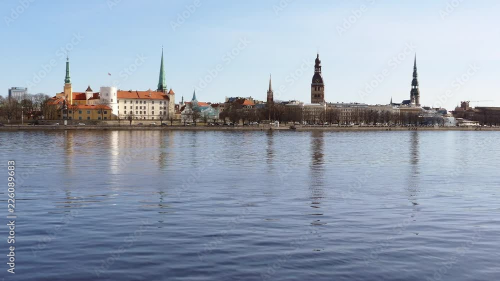 Riga Old Town Skyline seen over river Daugava Riga Old Town Skyline seen over river Daugava