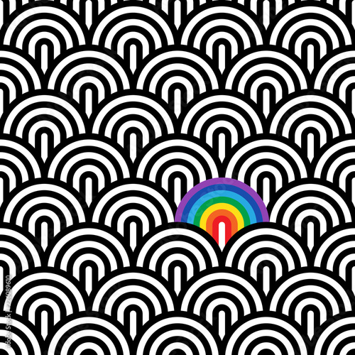 Seamless linear pattern with a rainbow. Vector geometric pattern.