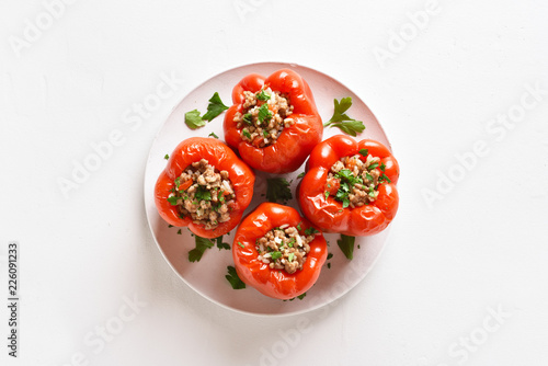 Baked stuffed red bell peppers