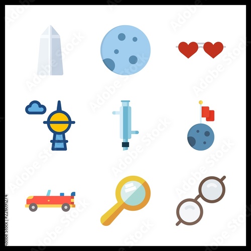 reflection icon. moon and condenser vector icons in reflection set. Use this illustration for reflection works.