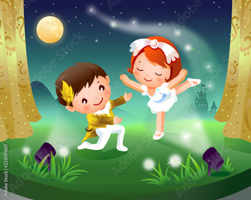 Boy and a girl dancing on the stage