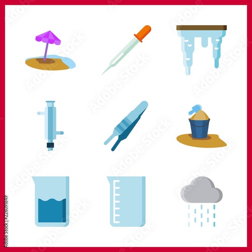 drop icon. bucket and condenser vector icons in drop set. Use this illustration for drop works.