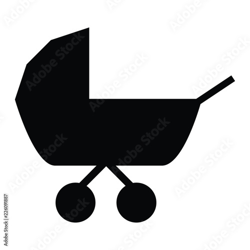 A black and white silhouette vector of a pram