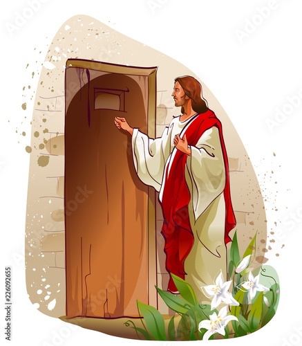 Jesus Christ knocking on a door