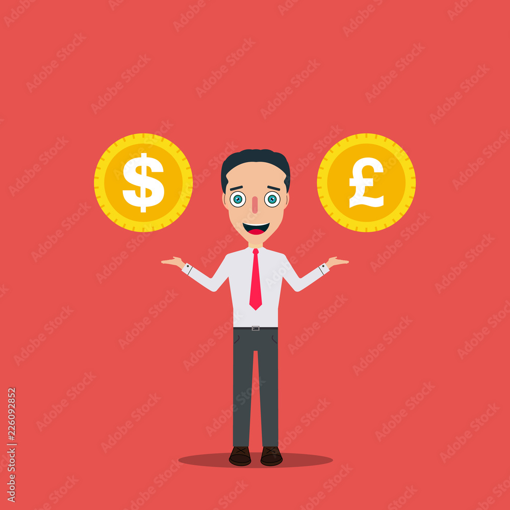 Businessman Cartoon Character Icon Isolated Design Template Vector Illustration money change Businessman Cartoon Character Icon Isolated Design Template Vector Illustration money change