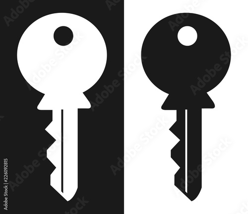 House flat icon key silhouette white and black background