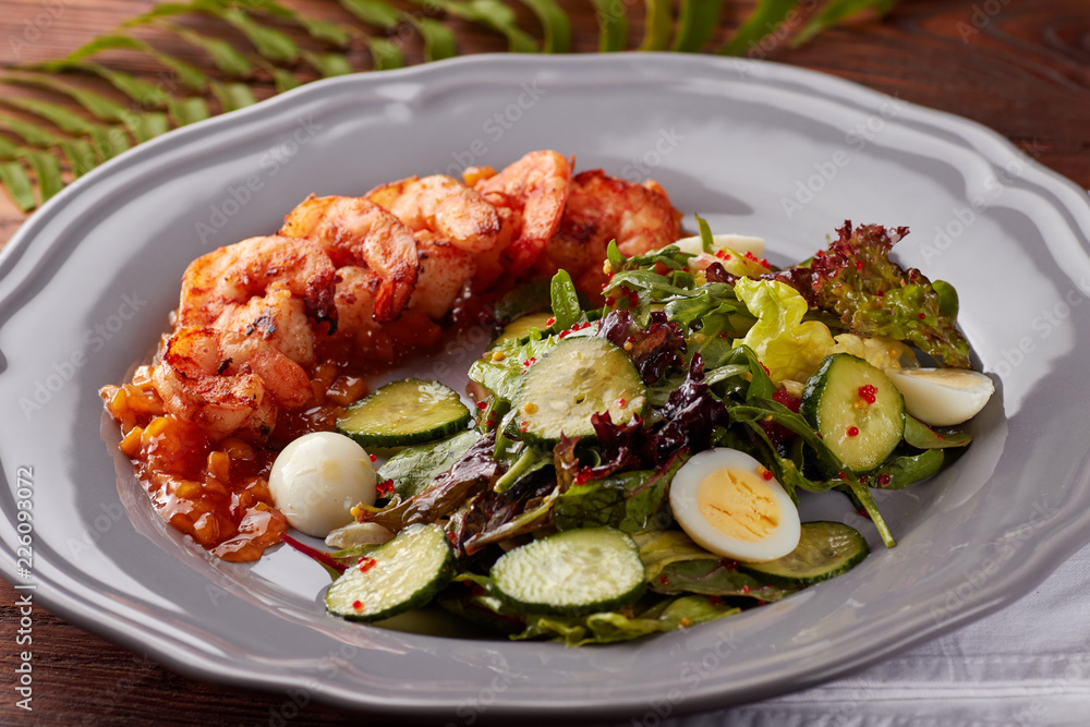 Healthy salad with grilled shrimps Healthy salad with grilled shrimps