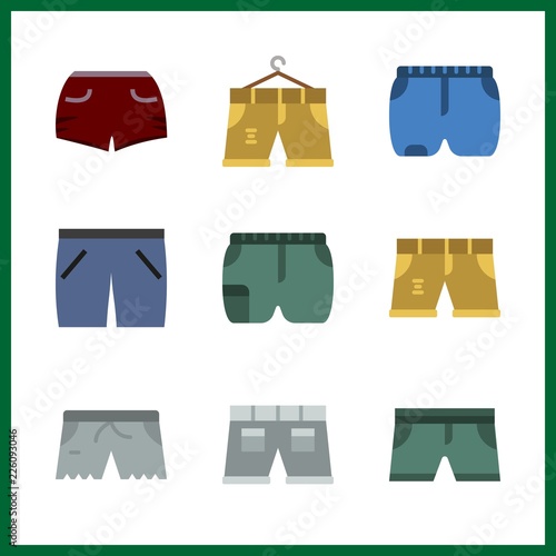 9 shorts icon. Vector illustration shorts set. short icons for shorts works